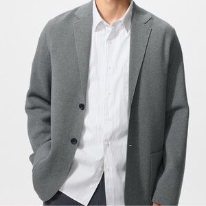 Uniqlo Gray Knit Sport Coat - Two-Button Casual Blazer